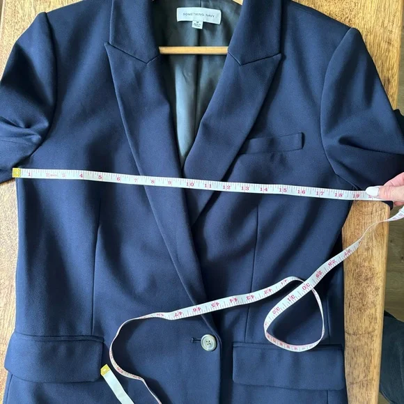 Something Navy Danielle Blazer Jacket Double Breasted Suit Coat Ponte Blue M - Picture 15 of 15
